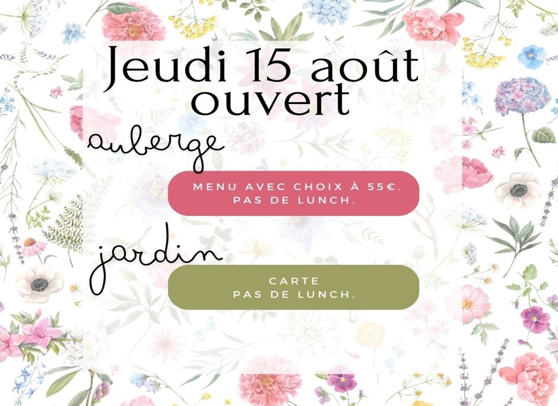 Menu Assomption Brasserie - 15 août 2024 à midi